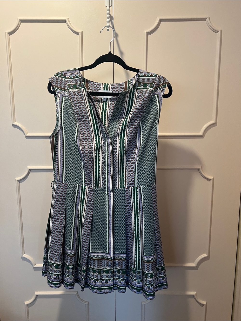 NWOTCartolina Nantucket Sleeveless Green Striped & Geometric Fit-and-Flare Dress